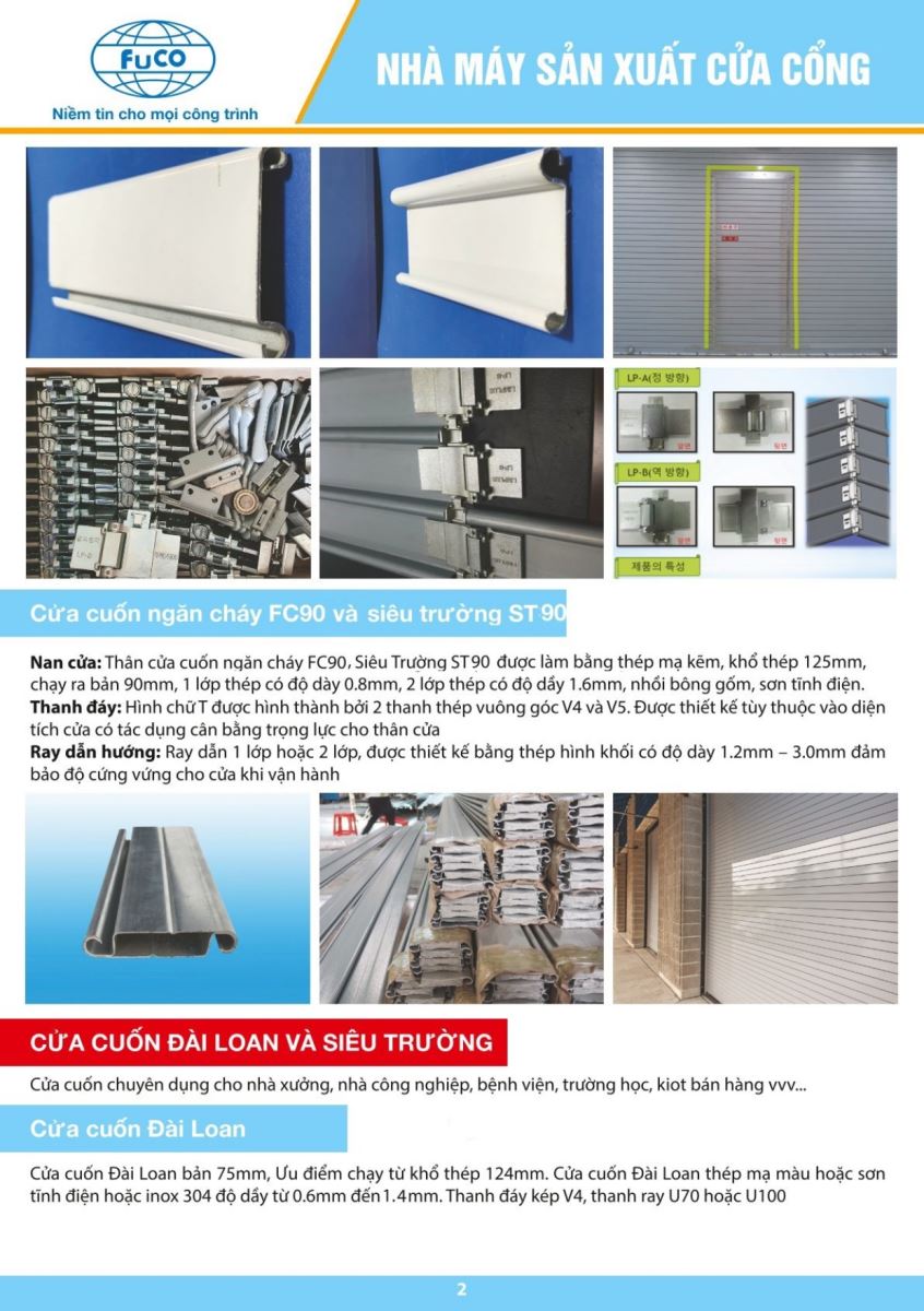 Catalogue Fucodoor 2023, chuyên cửa cuốn, cửa xếp, kèo thép siêu nhẹ