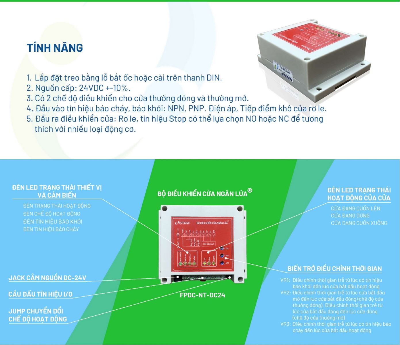 Bộ kết nối hệ thống báo cháy kết hợp với cửa cuốn